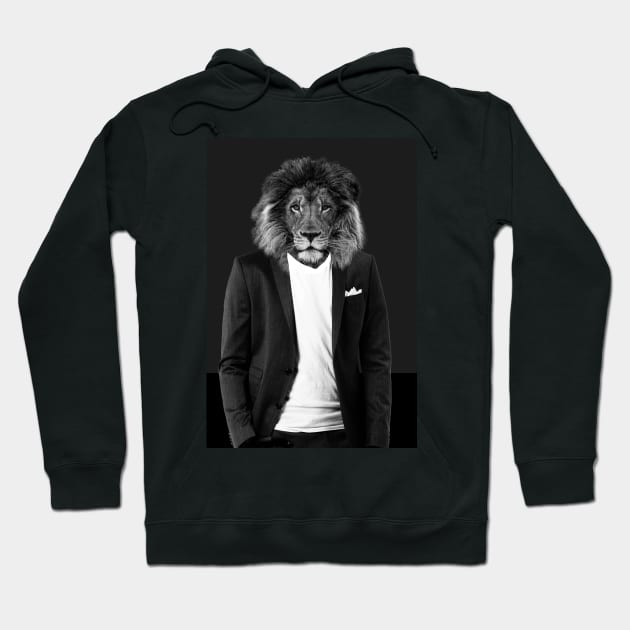 Lion in suit hipster - art print variant Hoodie by Quentin1984